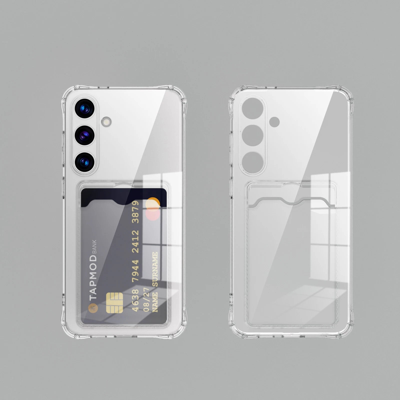 Transparent Card Slot Silicone Case For Samsung Galaxy S26 S25 Edge S24 S23 S22 S21 Plus Note 20 Ultra S20 FE Protection Cover