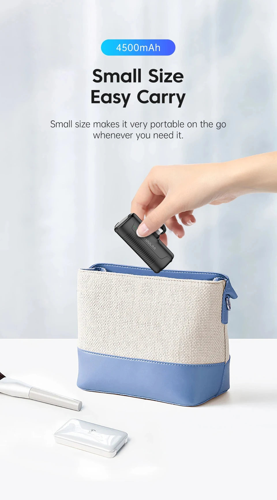 KUULAA Mini Power Bank 4500mAh - Portable Charger for iPhone17 16 15 14 13 Pro Max & Samsung/Xiaomi - External Battery PowerBank