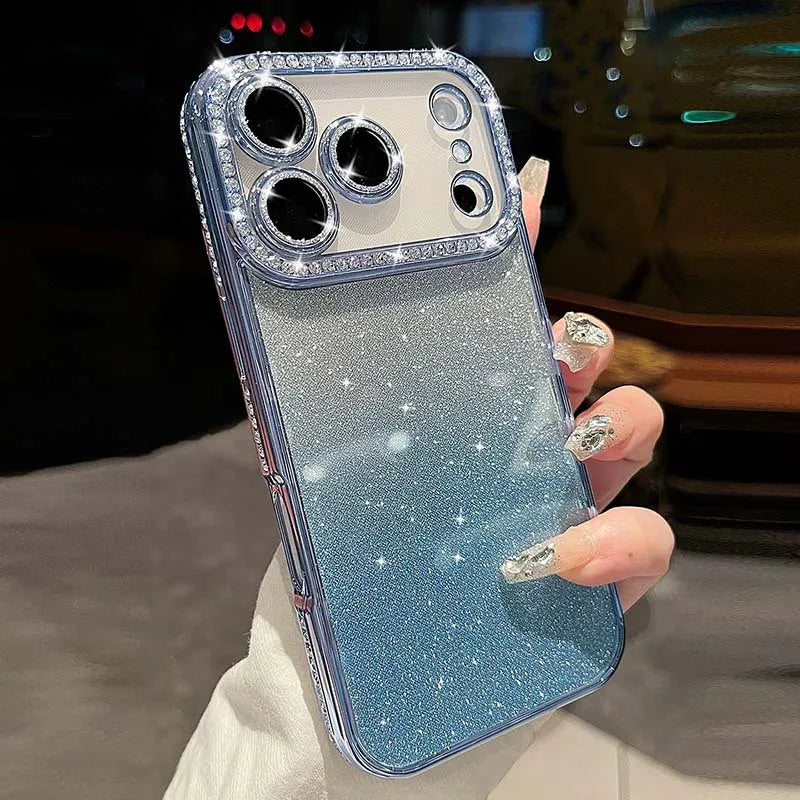 Luxury Diamond Glitter Phone Case For iPhone 17 Pro Max 17E Air 16 16E 15 14 13 12 11 Pro Max Plus Shockproof Women Phone Cover
