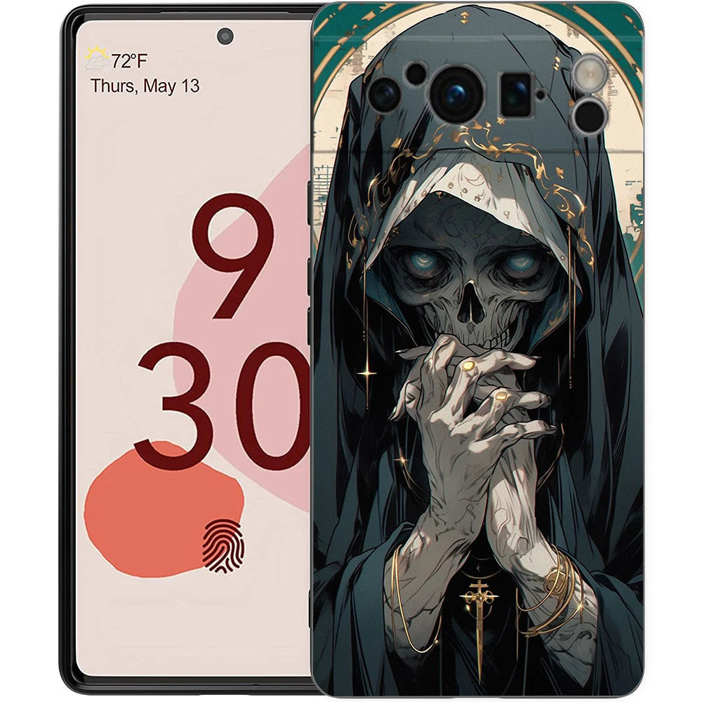Grim Reaper Skull Phone Case For Google Pixel 10A 10 9 8 7 6 Pro XL 9A 8A 6A 7A 5G Soft Shockproof TPU Black Cover