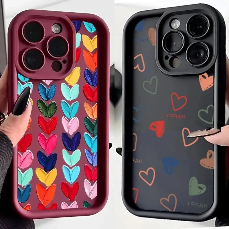 Colorful Love Heart Silicone Phone Case For Samsung Galaxy M34 M31 M51 M30S M23 M20 M11 M15 J4 J6 Plus J8 A10 A01 A02 S20 Ultra