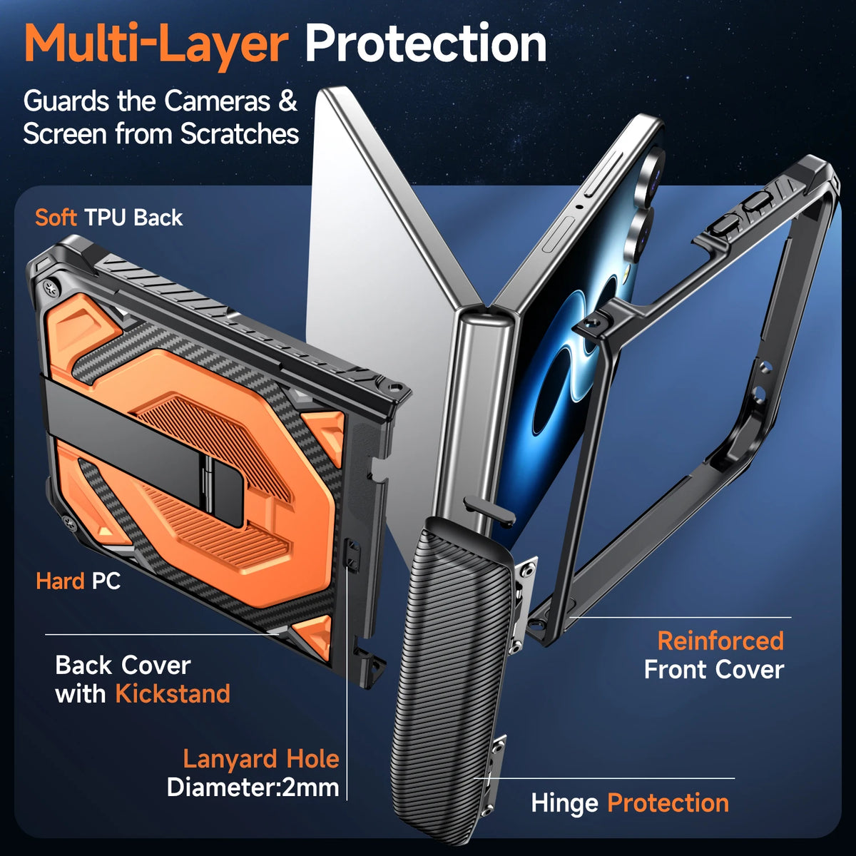 Case For Samsung Galaxy Z Flip 8 Z Flip 7 Magnetic Stand Hinge Protection Military-Grade Protection Rugged Shockproof Phone Case