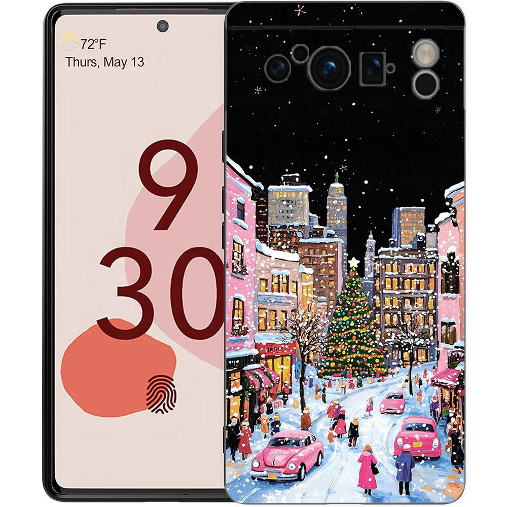 Cartoon Christmas Style Phone Case For Google Pixel 10A 10 9 8 7 6 Pro XL 9A 8A 6A 7A 5G Soft Shockproof TPU Black Cover
