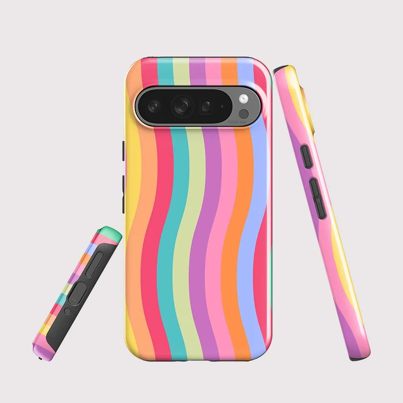 Fcicicase Colorful Lines Print Phone Case For Google Pixel 7A 8A 10A 8 9 10 Pro 10 9 Pro XL 2 in 1 Dual Layer Matte Bumper