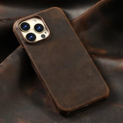 Retro Cowhide Phone Case for iPhone 17 16 15 13 14 Pro Max Air 16Pro 17Pro Luxury Crazy Horse Genuine PULL-UP Leather Back Cover