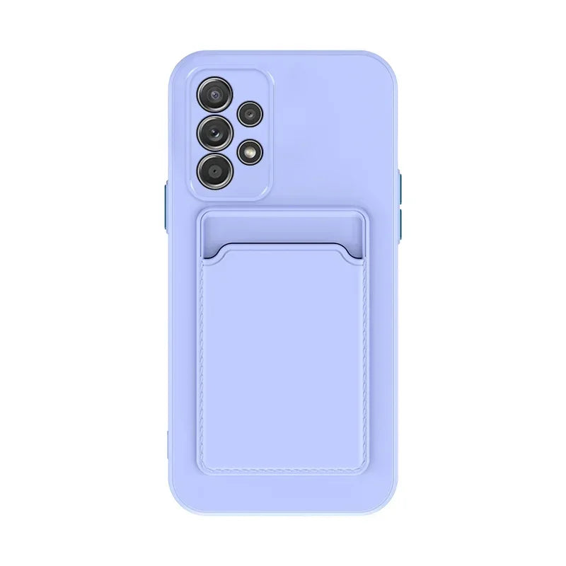Soft Silicone Card Holder Case For Samsung Galaxy S24 S23 S22 S21 S20 Plus FE Note 20 Ultra A51 A71 A54 Slot Wallet Back Cover