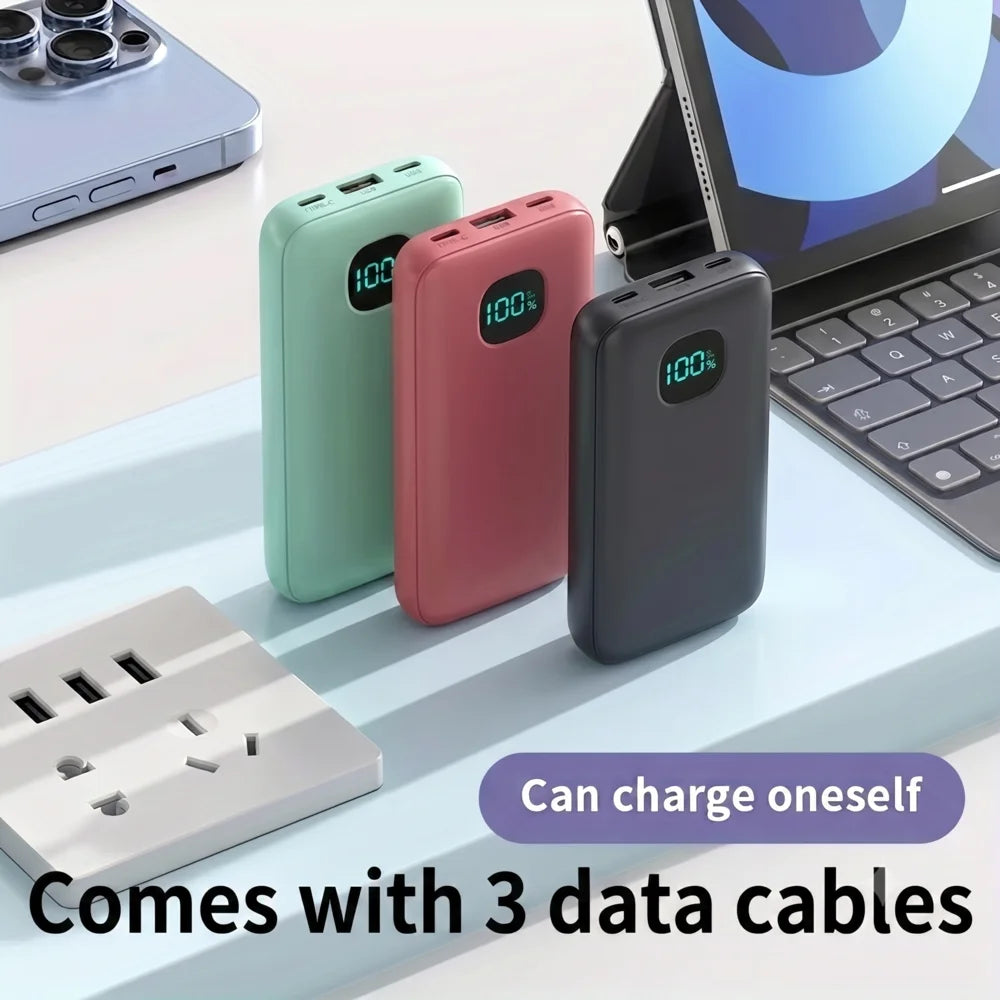 5-in-1 Portable Power Bank 12W USB-C Charger Portable Battery Charger Ultra Capacity LED Digital Display for iPhone 16/15 Xiaomi Samsung