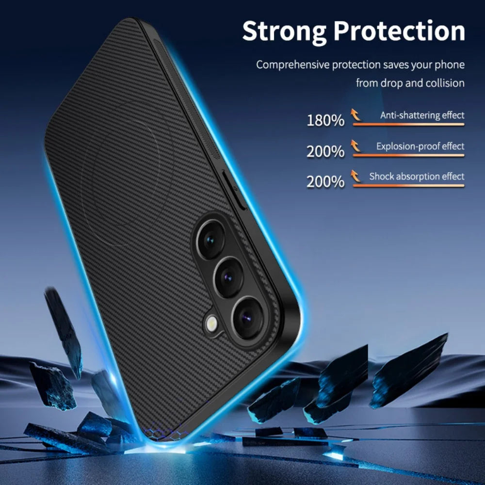 Luxury Carbon Fibre for MagSafe Magnetic Phone Case for Samsung S26 Ultra S25 FE S24 S23 S22 Plus S21 S20 A56 A57 A37 A31 A21S