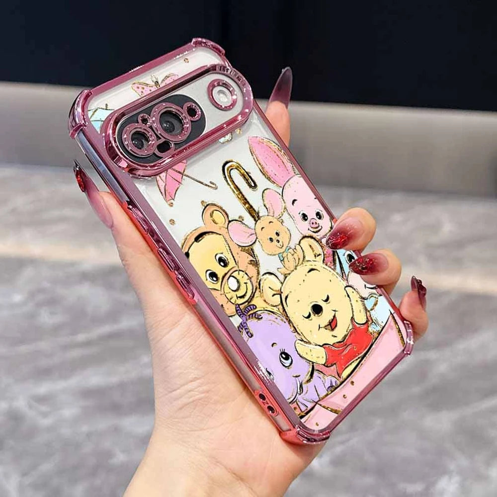 Winnie the Pooh Anime Phone Case For Google Pixel 10A 9A 9 8A 8 7A 7 Pro XL Plating Drop-proof Transparent Soft Cover
