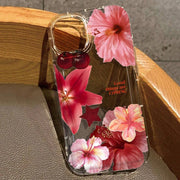 Cherry Flower Print Transparent Case For iPhone 17 16 Pro Max 15 14 13 11 12 16e Case Funda iPhone11 14 Plus X XR XS Case Cover