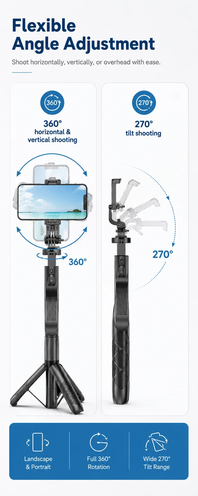 3-in-1 Extendable Selfie Stick Tripod with Bluetooth Remote, 1575mm Portable Phone Tripod Stand, 360° Rotatable Phone Holder for