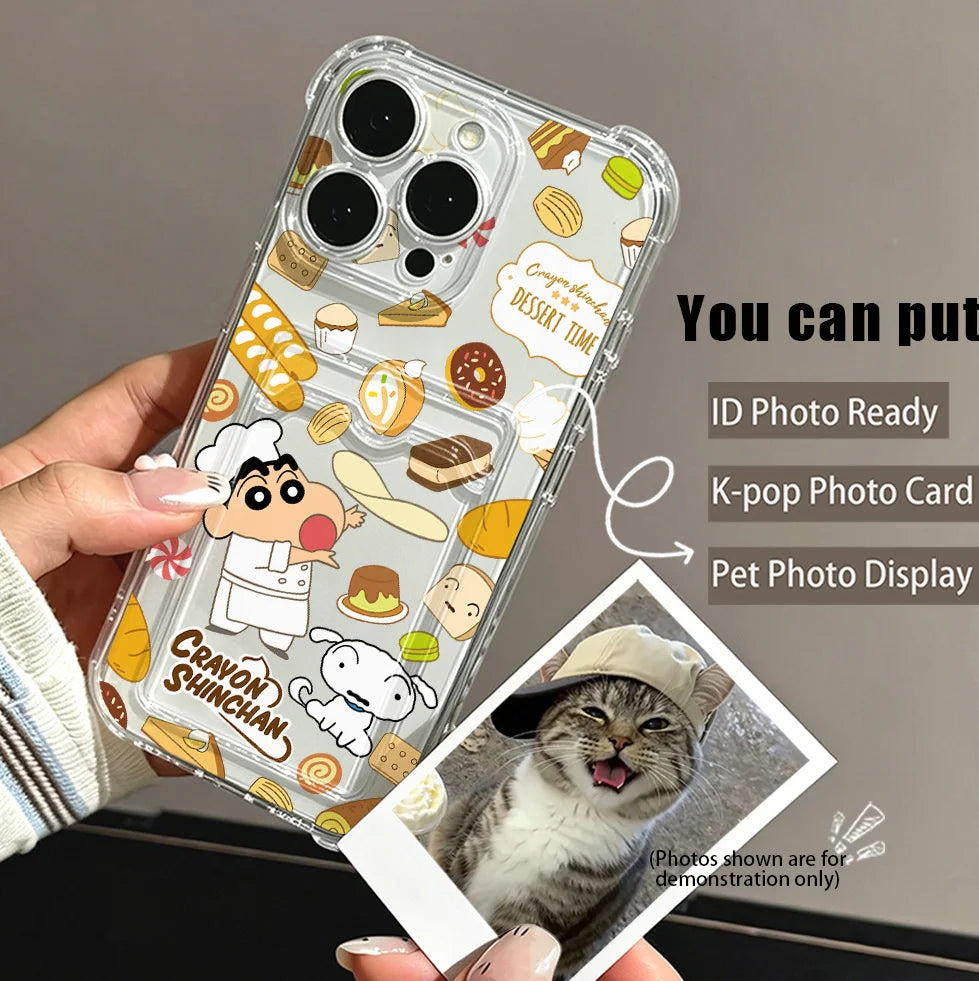 Crayons Shin-chans Card Hold Phone Case For Samsung Galaxy S26 S25 S24 S23 S22 S21 S20 FE Edge Plus Ultra M33 M53 M54 5G Airbag