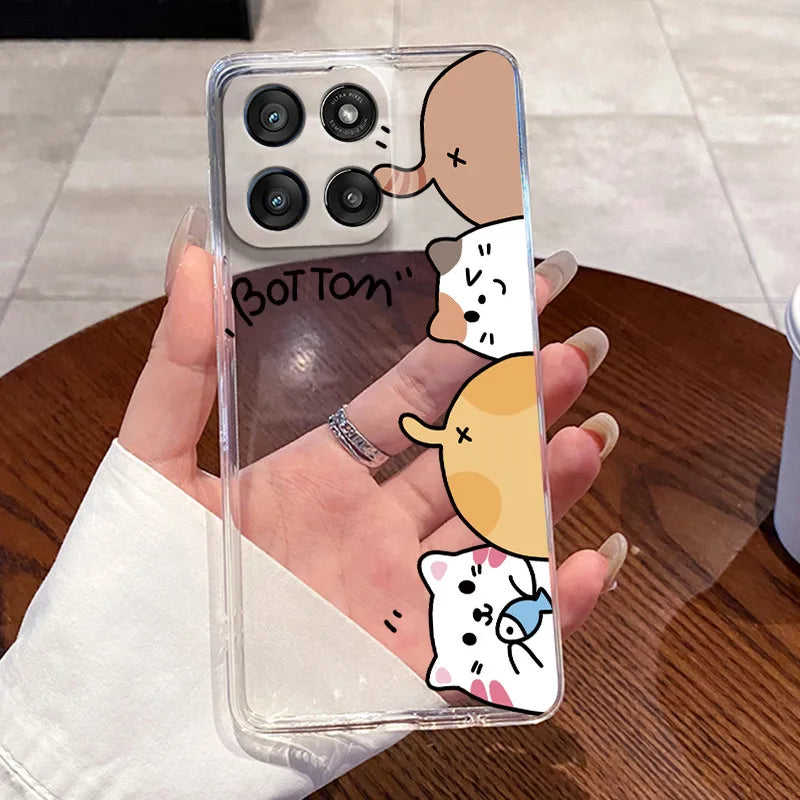 Jelly Casing For Motorola Moto G Stylus 5G 2025/Moto Edge 60 Stylus Funda Clear Silicone Soft TPU Cover Cute Cat Protective Case