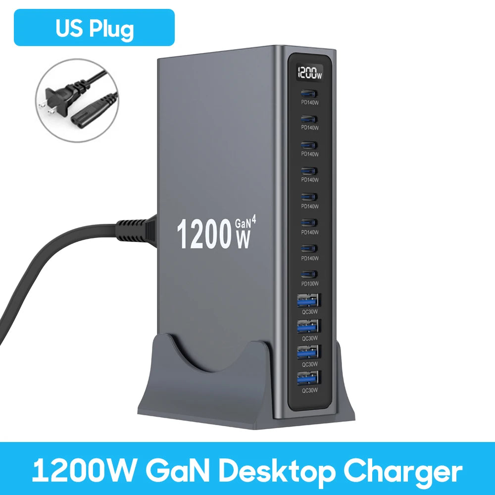 UHOMEBUY 400W USB C Charger 10-Ports GaN Charging Station 140W Max Single Port PD3.1 Fast Charger for MacBook Pro iPhone Samsung