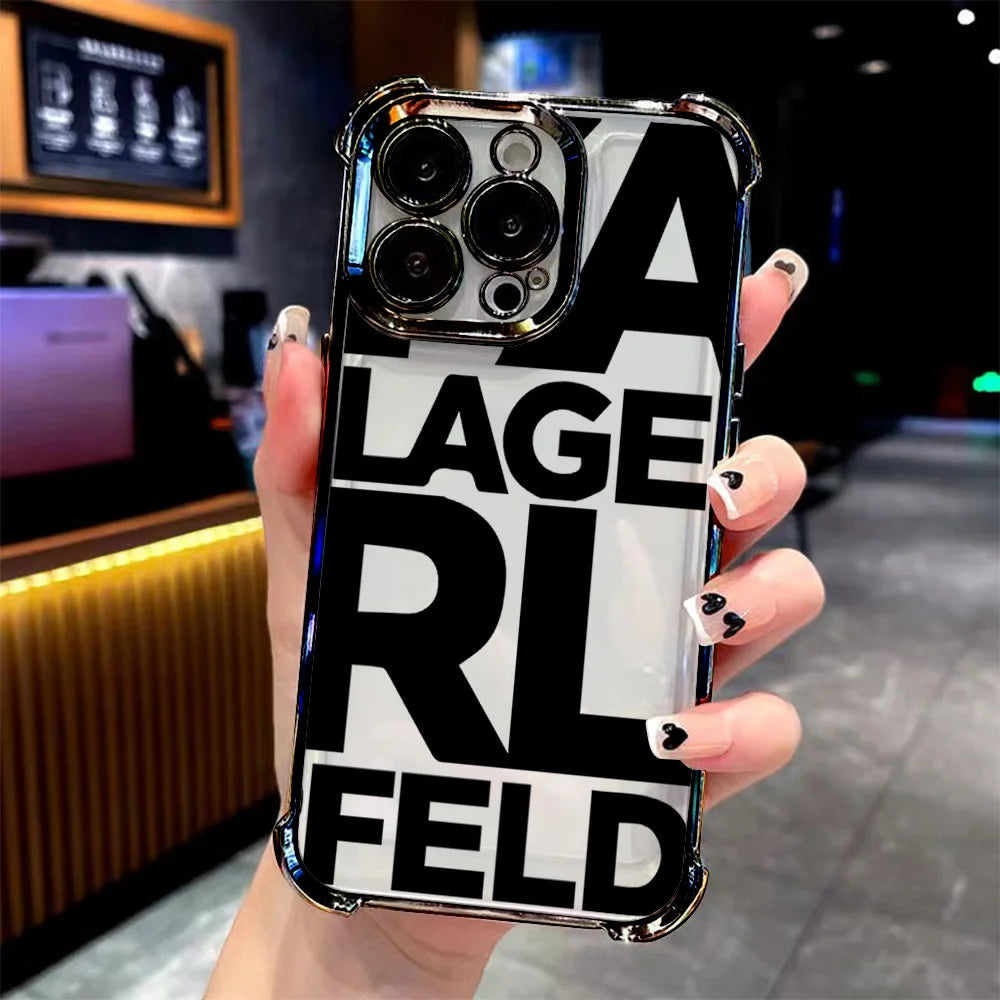 Creative Luxury k-Karls-Pattern Plating Phone Case For Samsung S26 S25 S24 S23 S22 S21 S20 FE Note20 Edge Plus Ultra 4G 5G Cover