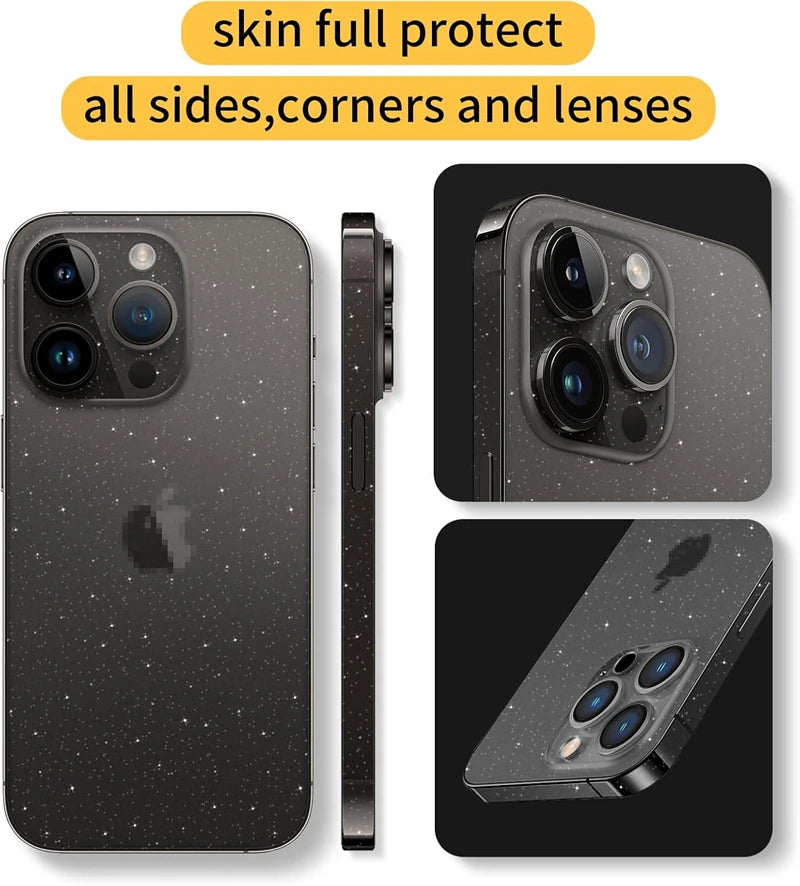 Tear Down Glitter Sparkle Skin for IPhone 17 Air 16 15 14 13 Pro Max Plus Back Screen Protector Cover Change Color Sticker Film