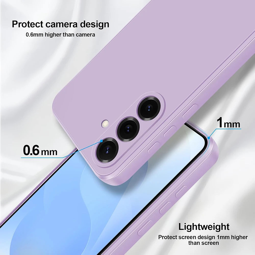 Square Silicone Soft Case For Samsung Galaxy S25 Edge S24 S23 S21 S20 FE S22 Ultra Plus Luxury Matte Back Cover Coque Fundas