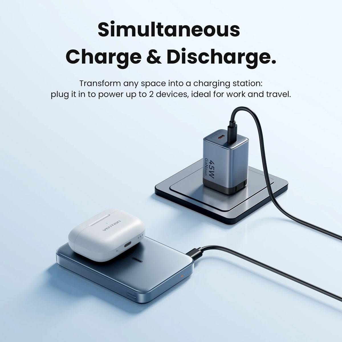Vention Qi2.2 25W Power Bank 10000mAh 45W For Magnetic Wireless Portable Charger Battery for iPhone Samsung
