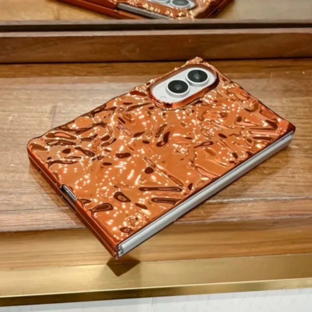 Luxury Plating Water Ripple Advanced Phone Cases for Samsung Galaxy Z Fold 8 Ultra 7 6 5 4 Fold8 Shockproor Ultra-thin PC Cover
