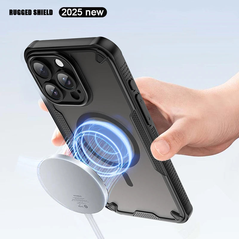 For iPhone 16 Plus Magsafe Wireless Charging Apple 15 Plus Case 15 Pro Translucent iPhone 16 Pro Max Anti-fall Case