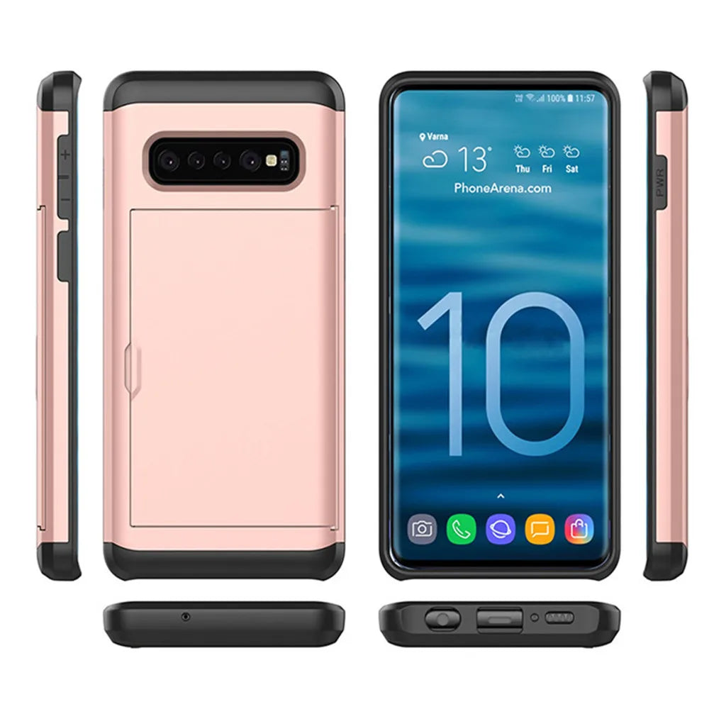 For Samsung Galaxy S10 Plus S10E S10 5G S9 S8  Case Slide Armor Wallet Card Slots Holder Cover For Samsung Note 9 8