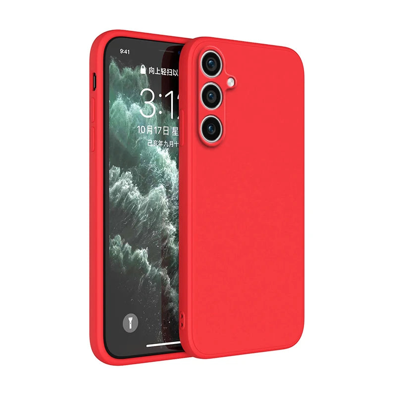Simple Phone Case for Samsung Galaxy S23 Plus Ultra FE Funda S23Plus S23Ultra S23FE 5G Soft Liquid Silicon Shockproof Back Cover
