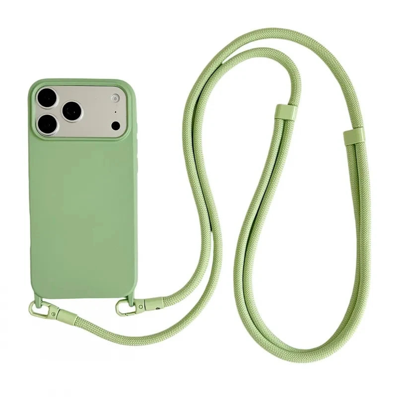 Official Lanyard Case For iPhone 17 Pro Max 14 12 11 13 15 16 Plus 17 Air Shockproof Candy Crossbody Neck Cord Strap Soft Cover