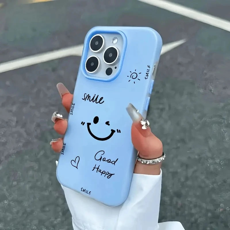 Luxury Smiling Face Jelly Color Shockproof Case for iPhone 17 Air 16 15 13 12 11 Pro Max 14 Plus Shockproof Phone Back Cover
