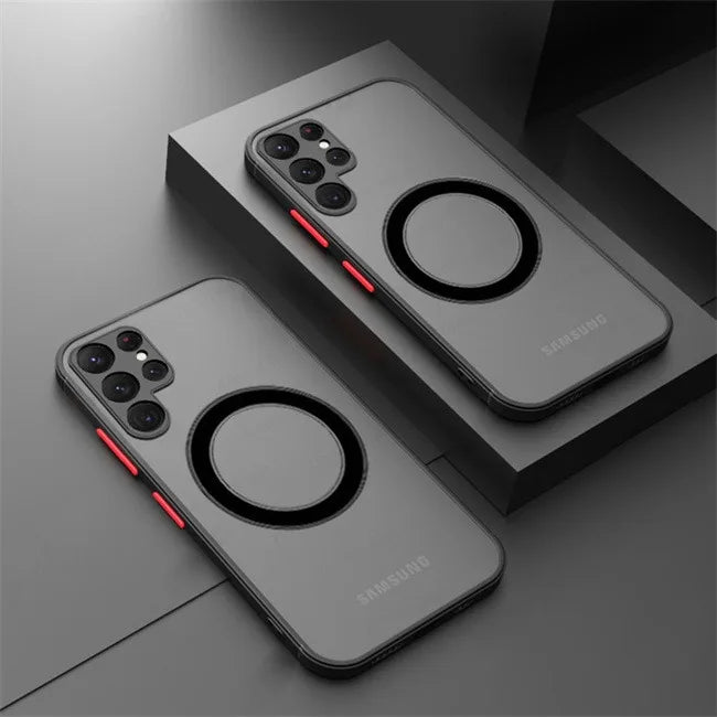 Luxury Matte For Magsafe Magnetic Wireless Charging Case For Samsung Galaxy S26 S25 Ultra S24 Plus S23 FE S22 Shockproof Cover