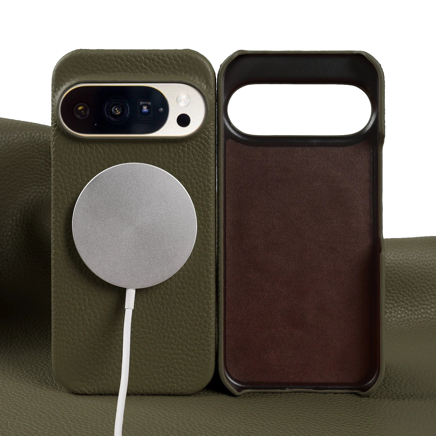 For Magsafe Magnetic Lychee Genuine Leather Case For Google Pixel 10 Pro XL 9 8 7 6 5 9A 8A 7A 6A Back Cover Phone Cases Coque