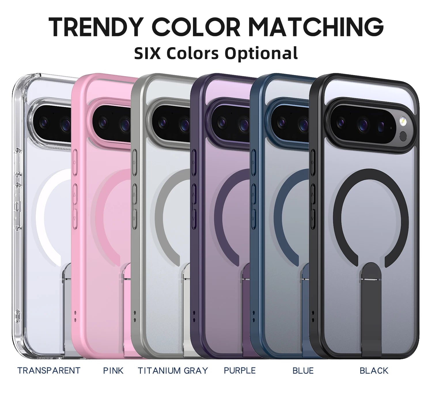 Matte Magnetic Kickstand Case For Google Pixel 9A 10 9 Pro XL Shockproof Anti-Fingerprint Protective Cover
