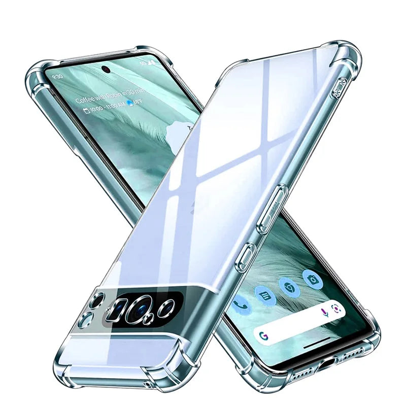 Transparent Phone Case For Google Pixel 9 8 7 6 Pro XL 6A 7A 8A 9A Thick Silicone Shockproof Cover Airbag Bumper Soft Back Cover