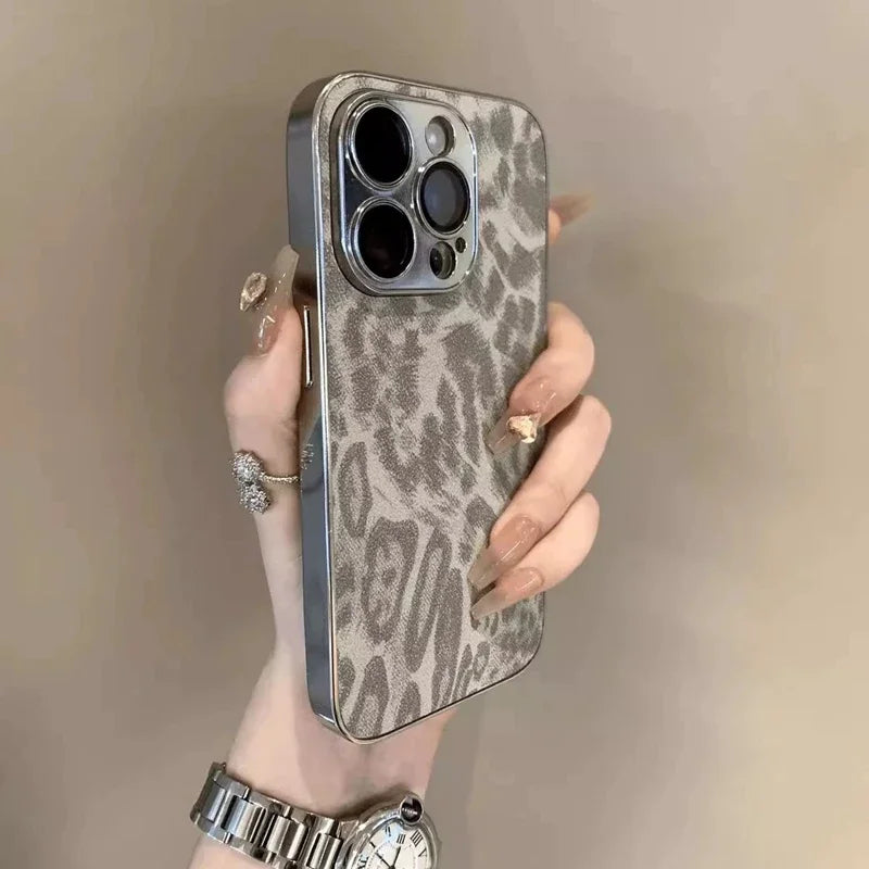 Luxury Leopard Print Phone Case For iPhone 11 12 13 14 15 16 17 Pro Max Plus Air Shockproof Bumber Cases Cover