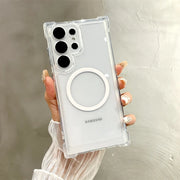 Transparent Armour Magnetic Case For Samsung S26 S25 S23 S24 Plus S21 S22 Ultra Corners Reinforced Shockproof Protection Cover