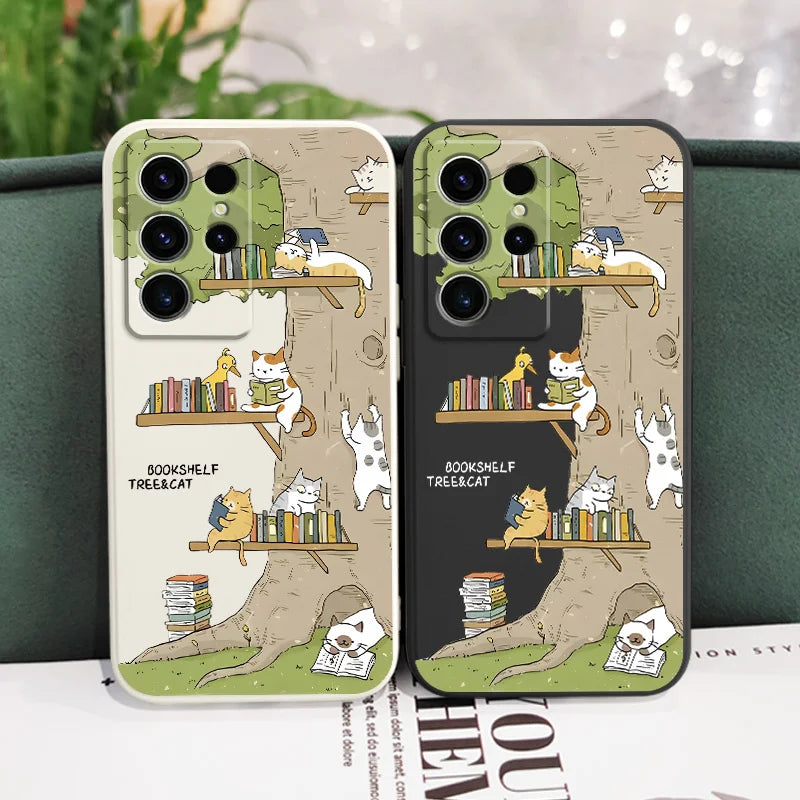 Big Tree Kitten Phone Case For Samsung Galaxy S25FE S24 S23 S22 S21 S20 S10 S10E Ultra Plus FE Note 20 Ultra 10 Plus Cover