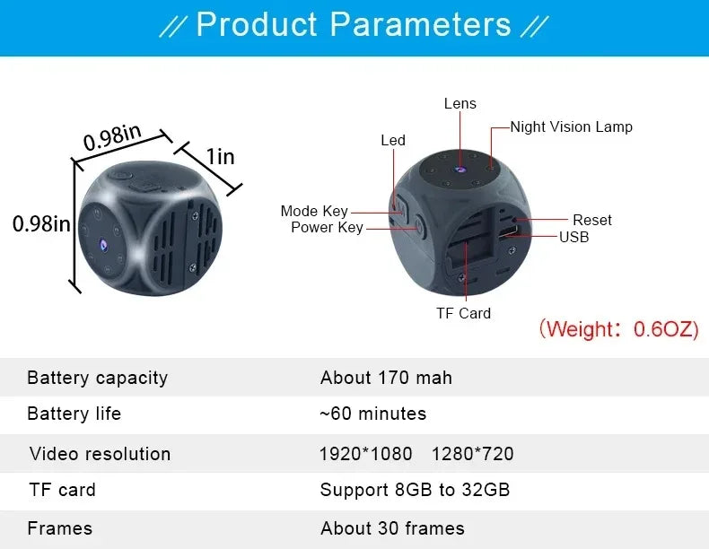 1080P HD Portable Micro Camera Infrared Night Vision Motion Detection Mini Camcorder DV Video Recorder Secret Security Cam Espia