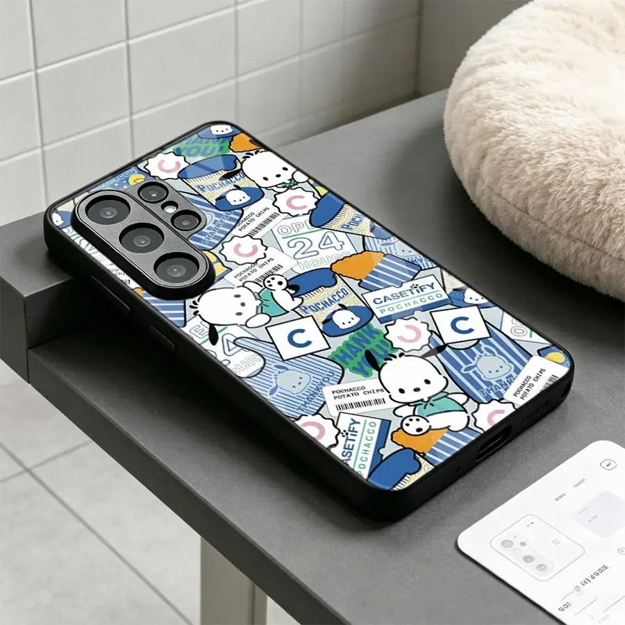 Phone Cover Glass Case for Samsung Galaxy S26 Ultra S25+ S23+ S23 FE S20 S21 S22 25 Edge 24 Plus S26+ S24+ Cute Sanrio Hello