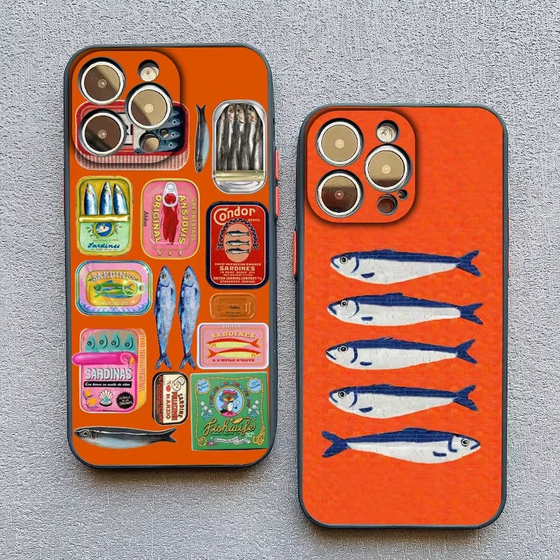 Sardines Fish Art Phone Case For Samsung Galaxy S26 S25 Ultra S24 S23 FE S22 S21 Plus S20 A56 A55 A54 A35 A16 Shockproof Cover