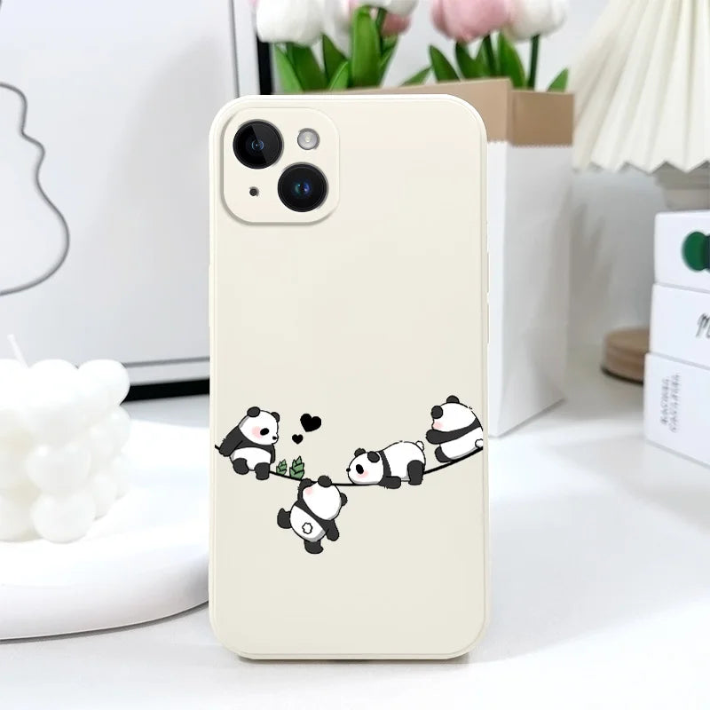 Baby Panda Phone Case For iPhone 17 17 Air 16 15 14 13 12 11 X XR XS Plus Pro Max Mini Silicone Cover