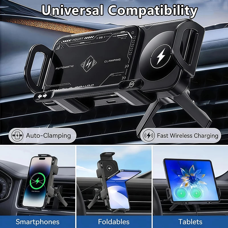 Car Wireless Phone Holder Fast Charging Air Vent Mount Screen Phone Stand for Samsung Galaxy Z Fold 6 5 Flip 4 3 Tablet Holder