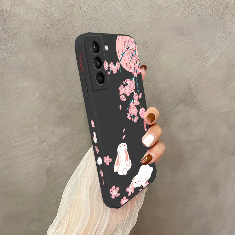 Peach Bunny Phone Case For Samsung Galaxy S23 S22 S21 S20 Ultra Plus FE S10 S9 S10E Note 20 ultra 10 9 Plus Cover