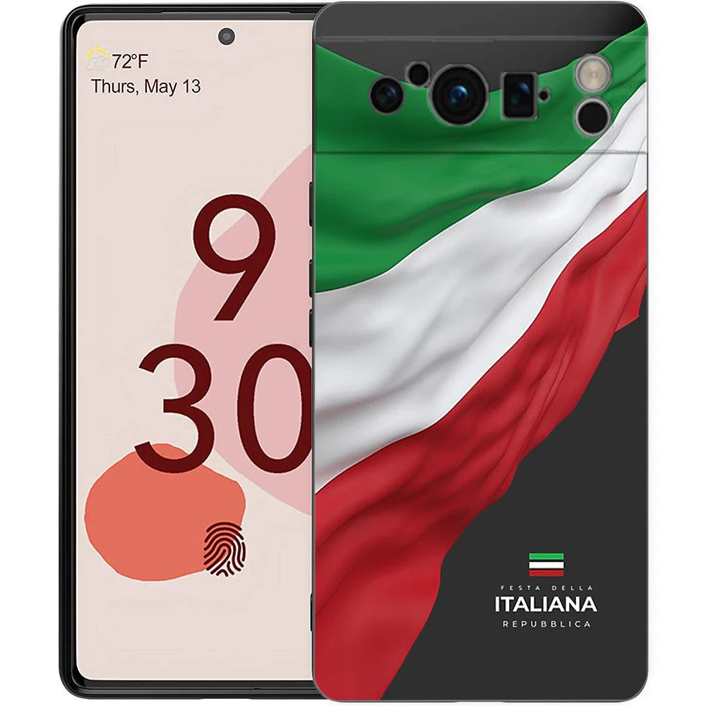 Italian flag Phone Case For Google Pixel 10 9 8 7 6 Pro XL 9A 8A 6A 7A 5G Soft Shockproof TPU Black Cover
