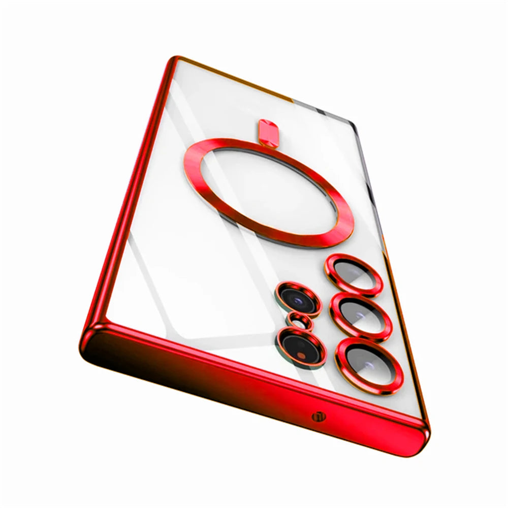 Luxury Wireless Magnetic Plating Cases For Magsafe Case Samsung Galaxy S25 S23 S24 Ultra S21 Fe S22 Lens Protective Cover