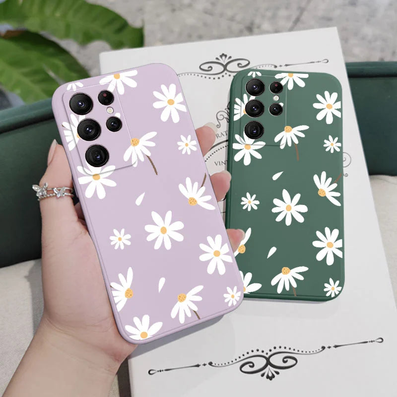 Plain Daisies Phone Case For Samsung Galaxy S25 S24 S23 S22 S21 S20 S10 S10E Ultra Plus FE Note 20 Ultra Plus Cover