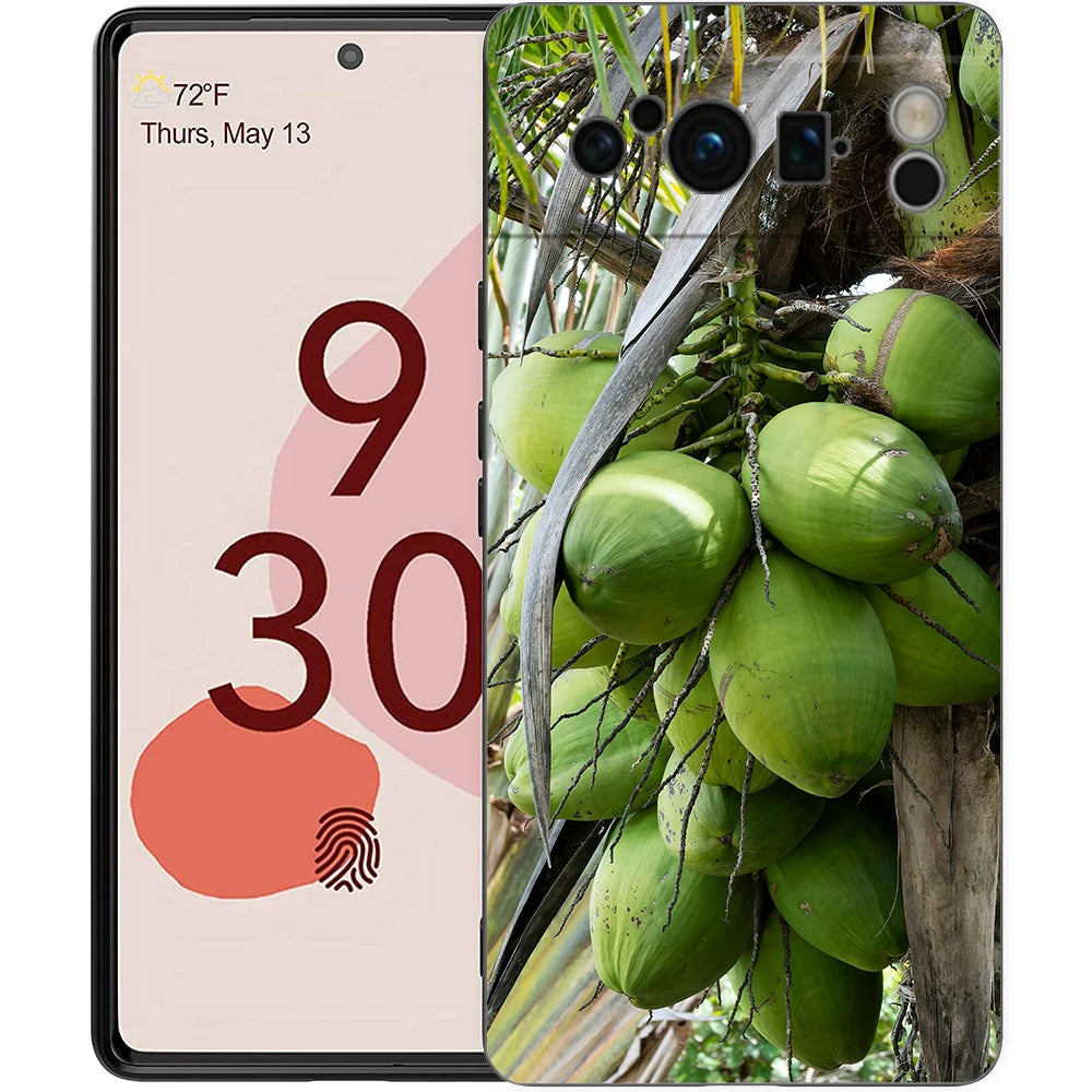 Summer Coconut Phone Case For Google Pixel 10A 10 9 8 7 6 Pro XL 9A 8A 6A 7A 5G Soft Shockproof TPU Black Cover