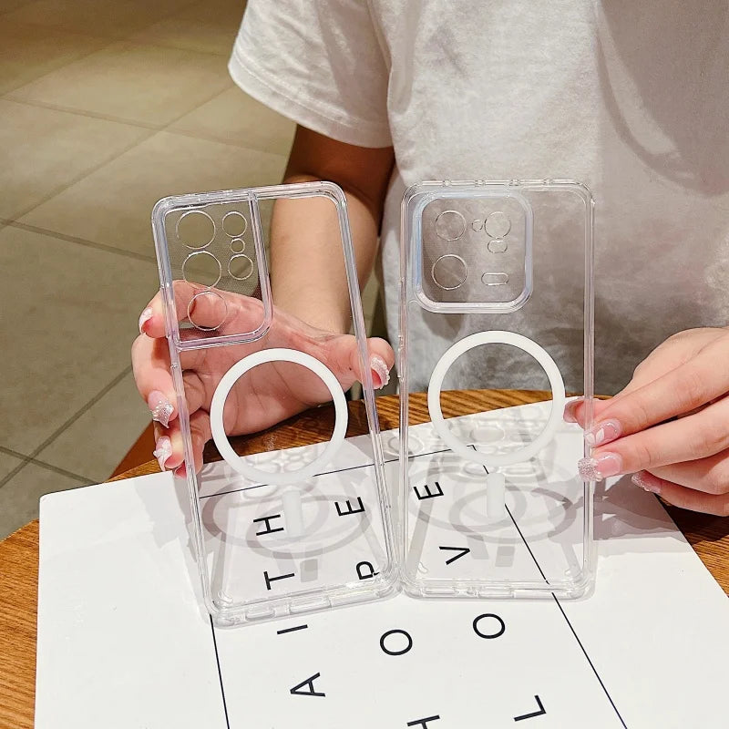 Transparent Magnetic For Magsafe Case For Samsung A14 A15 A16 A23 A25 A34 A35 A52 S26 S25 S24 S23 S22 S21 S20FE Plus Ultra Cover