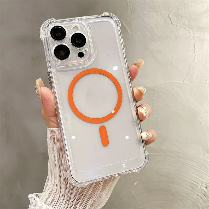 Wireless Charge Case For iPhone 17 16 15 14 13 12 11 Pro Max Magnetic For Magsafe Phone Cases For iPhone Air 15 14 16 Plus Cover