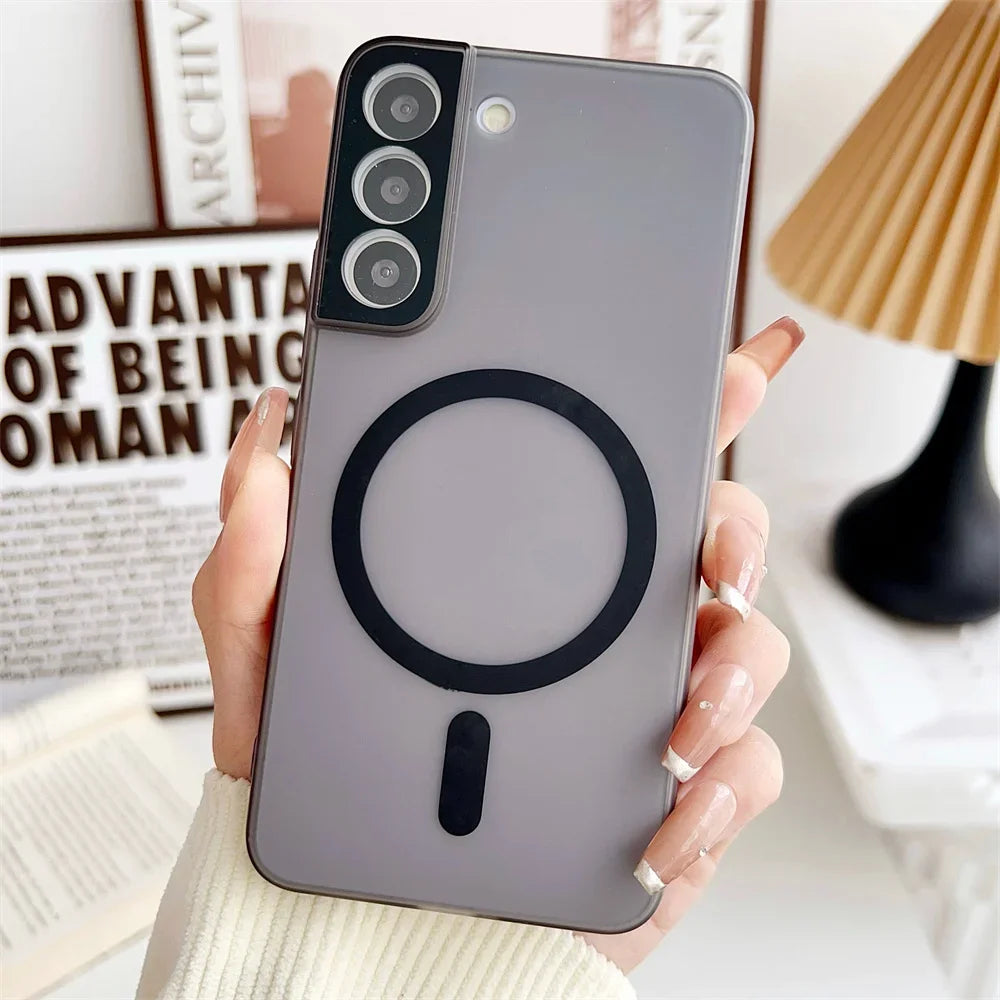 Matte Transparent Ultrathin Magnetic Phone Case for Samsung Galaxy S26 S25 S24 S23 S22 Ultra Plus S26+ Lens Protection PC Cover