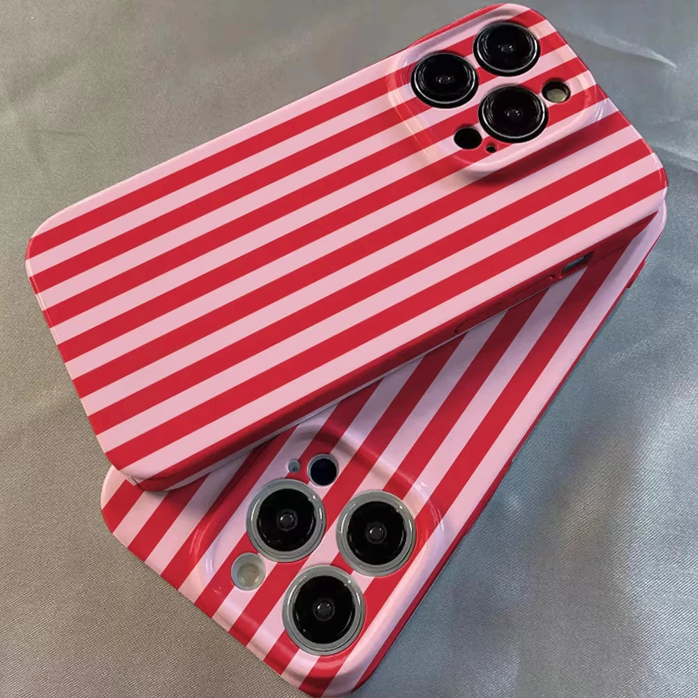 INS Fashion Pink Striped Phone Case for Samsung Galaxy S21 S22 S23 S24 S25 S26 Ultra Plus Note A73 A55 A35 A33 A25 A15 Cover