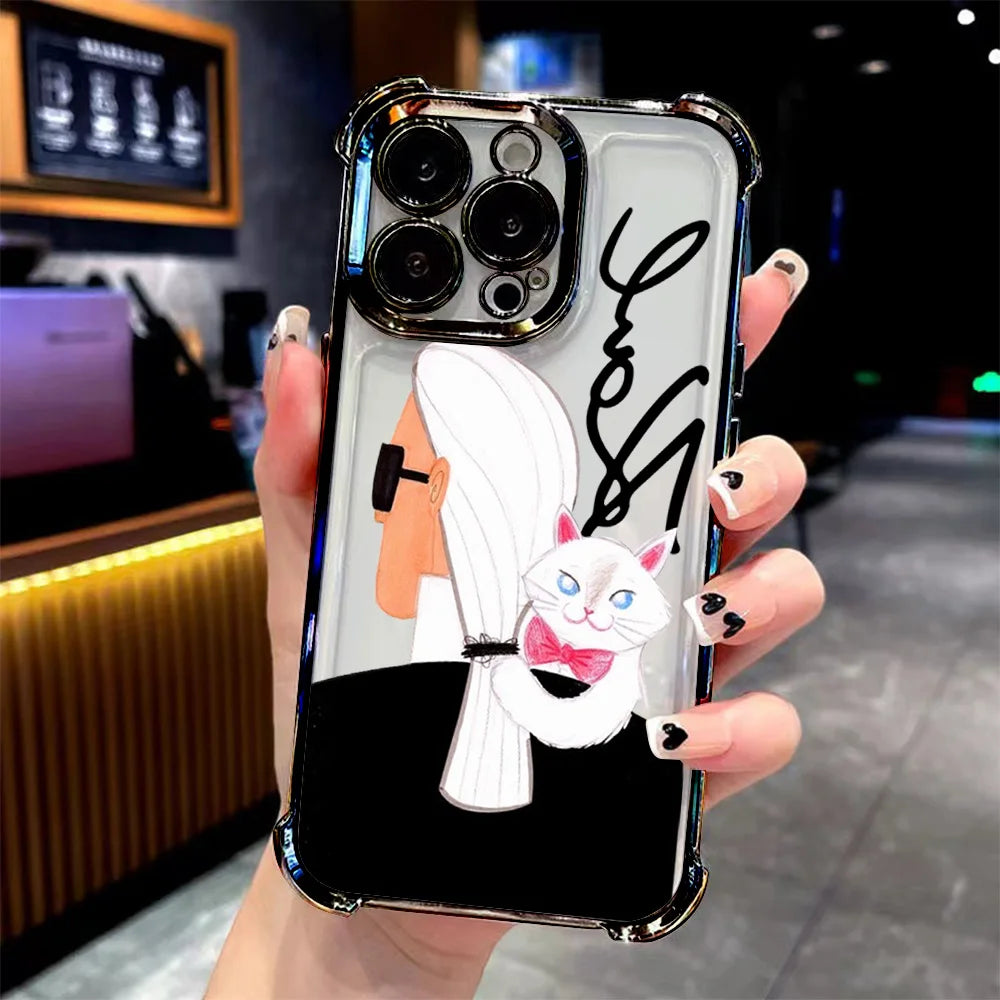 Creative Luxury k-Karls-Pattern Plating Phone Case For Samsung S26 S25 S24 S23 S22 S21 S20 FE Note20 Edge Plus Ultra 4G 5G Cover